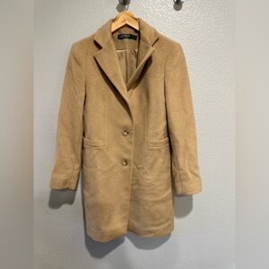 Ralph Lauren Camel Wool Blend Peacoat Coat
